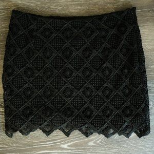 Black Crochet Mini Skirt